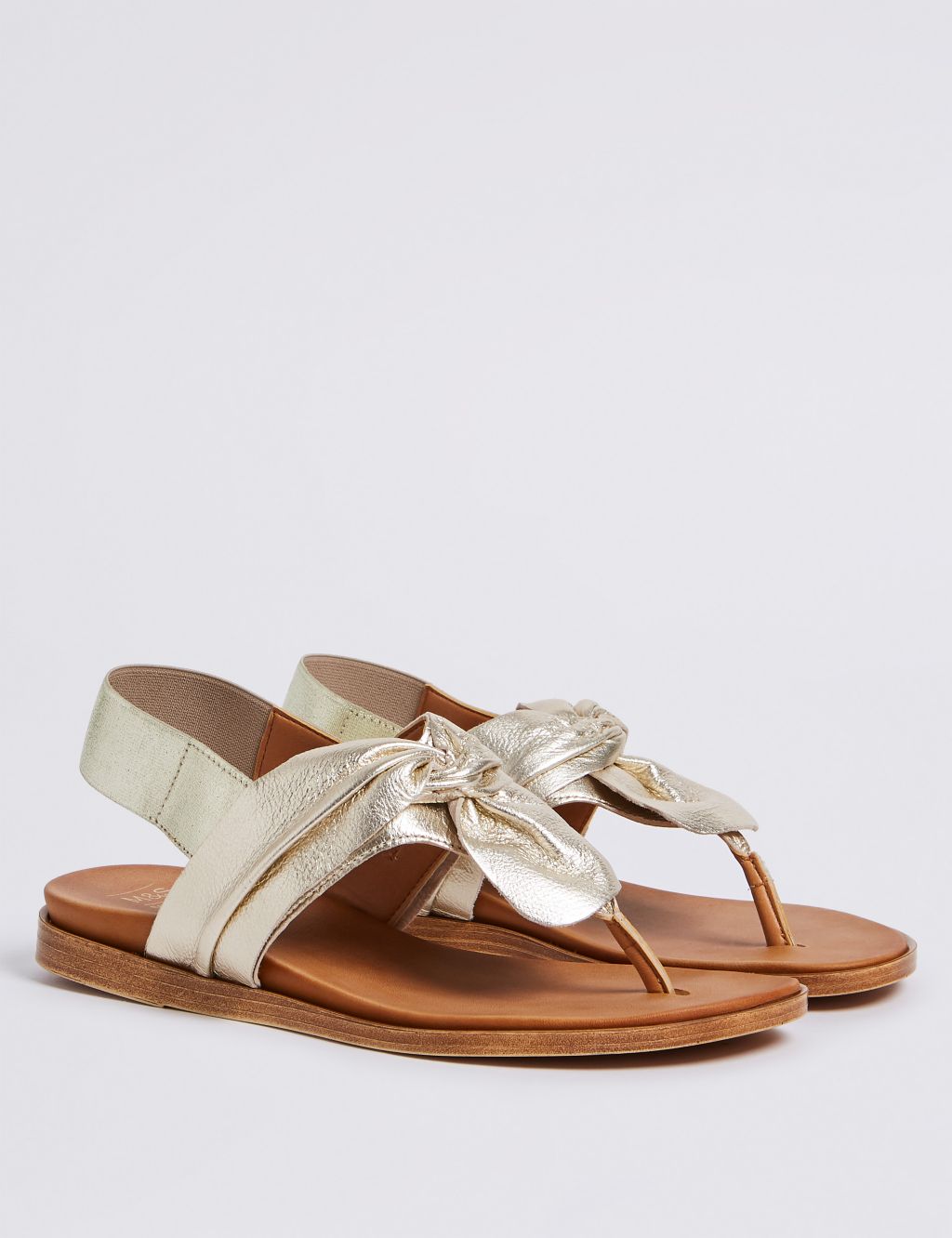 Leather Knot Toe Thong Sandals 1 of 5