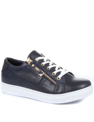 Leather Lace Detail Trainers Image 2 of 6