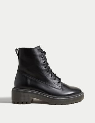 Black leather on sale ankle boots m&s