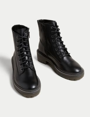 Black lace up flat boots sale