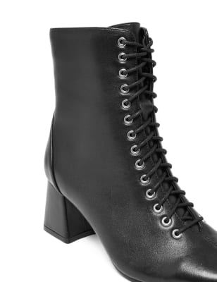 black lace up ankle boots low heel