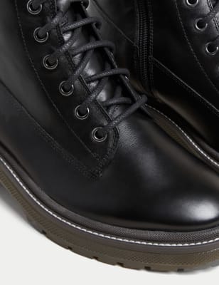 M&s black leather ankle hot sale boots