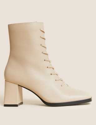 cream lace up ankle boots