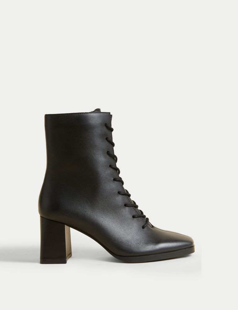 Leather Lace Up Block Heel Ankle Boots | M&S Collection | M&S