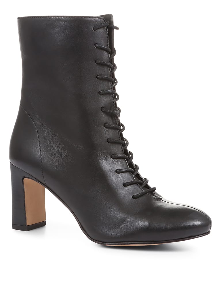 Black lace up block heel boots sale