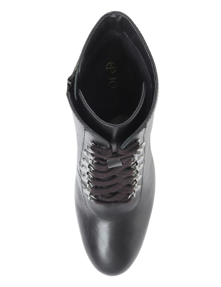 Leather Lace-Up Block Heel Ankle Boots 3 of 6