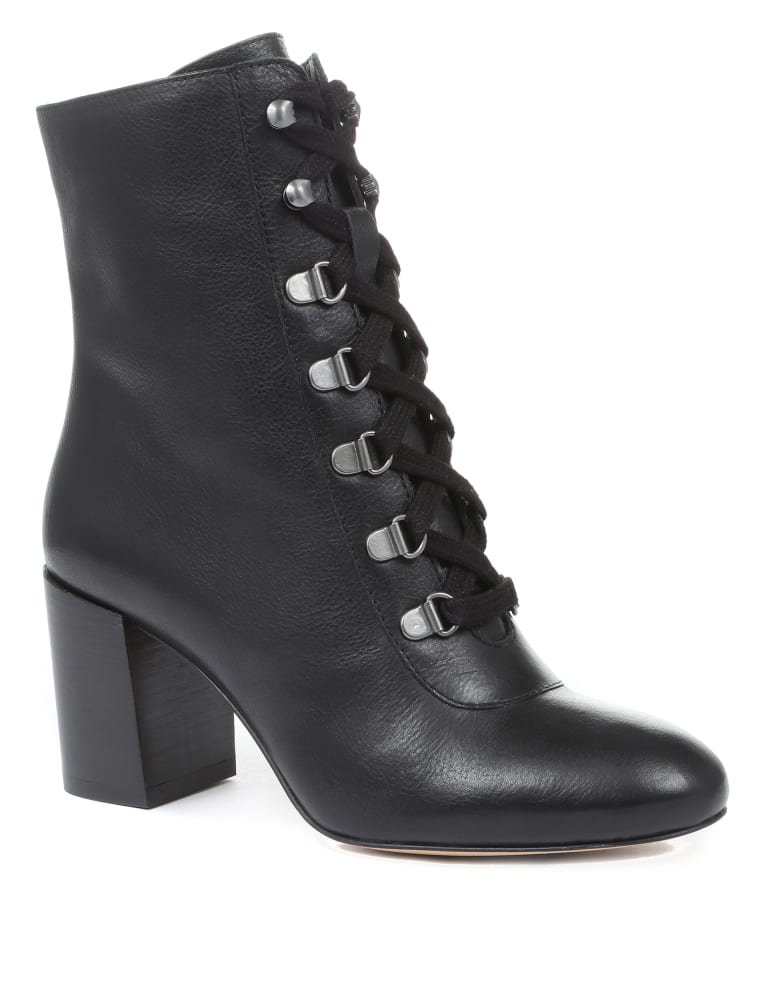 Leather Lace-Up Block Heel Ankle Boots, Jones Bootmaker