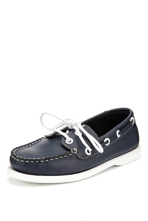Leather Lace Up Boat Shoes Image 1 of 1