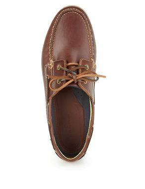 Leather Lace Up Boat Shoes Image 2 of 5