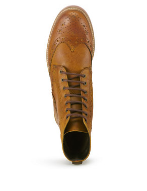 Leather Lace Up Brogue Boots Image 2 of 4
