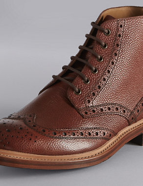 Leather Lace Up Brogue Boots Image 2 of 5