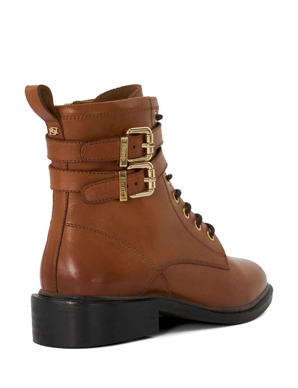 Leather Lace Up Buckle Flat Ankle Boots 2 of 4