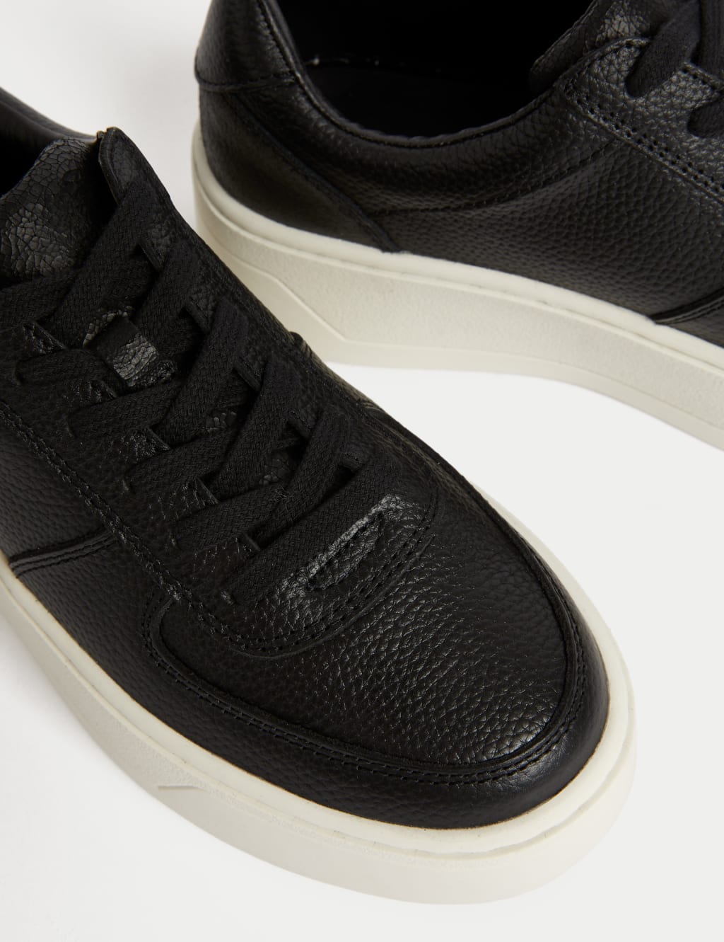Black leather trainers white sole mens best sale