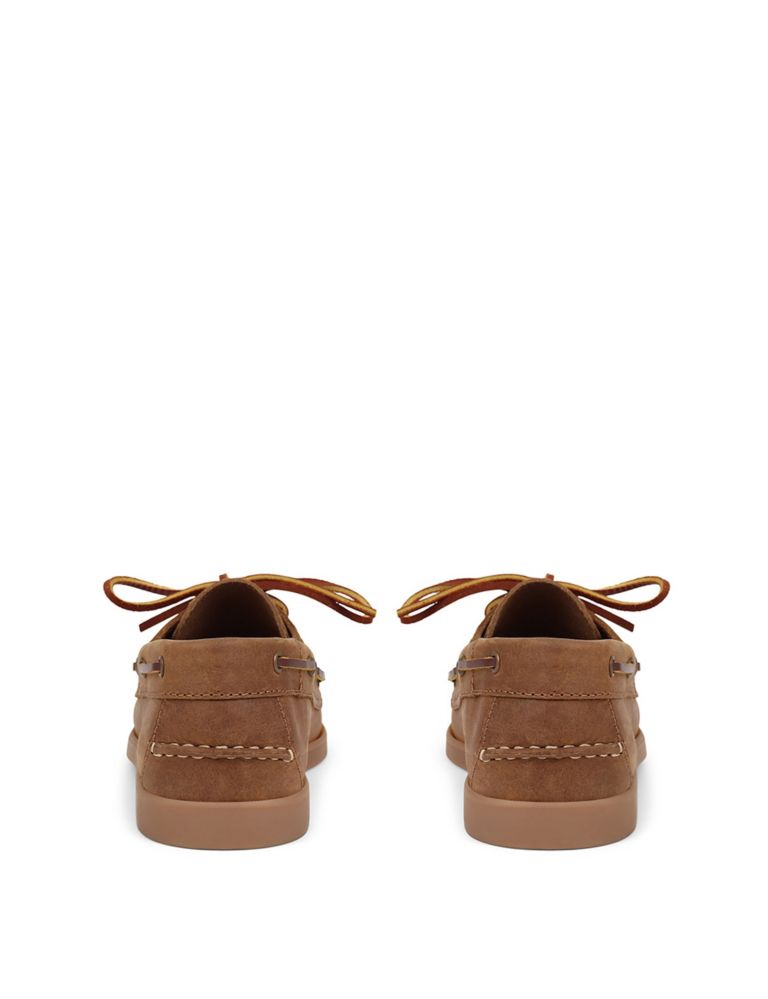 Leather Lace Up Flat Boat Shoes 6 of 7