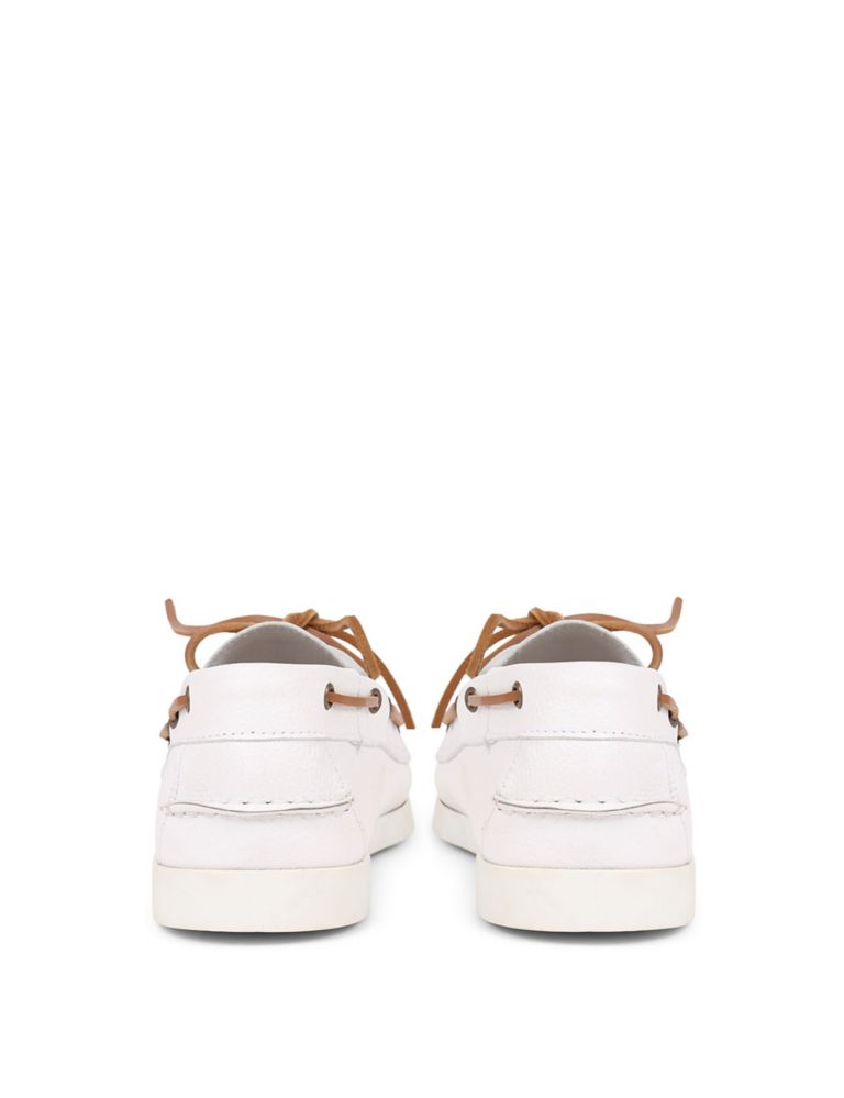Leather Lace Up Flat Boat Shoes 6 of 7