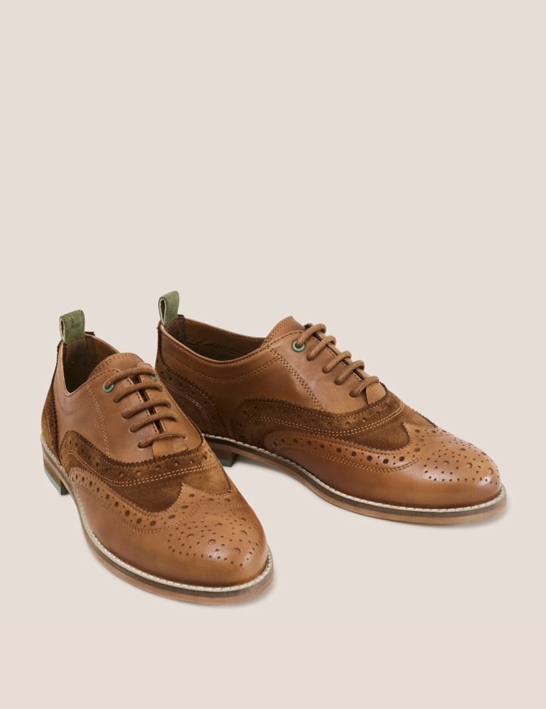 Leather Lace Up Flat Brogues 2 of 4