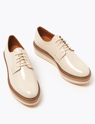 White cheap flatform brogues