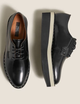 Leather Lace Up Flatform Brogues, M&S Collection