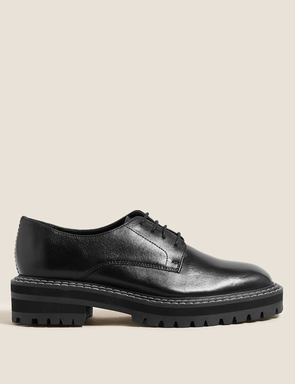 Leather Lace Up Flatform Loafers 1 of 6