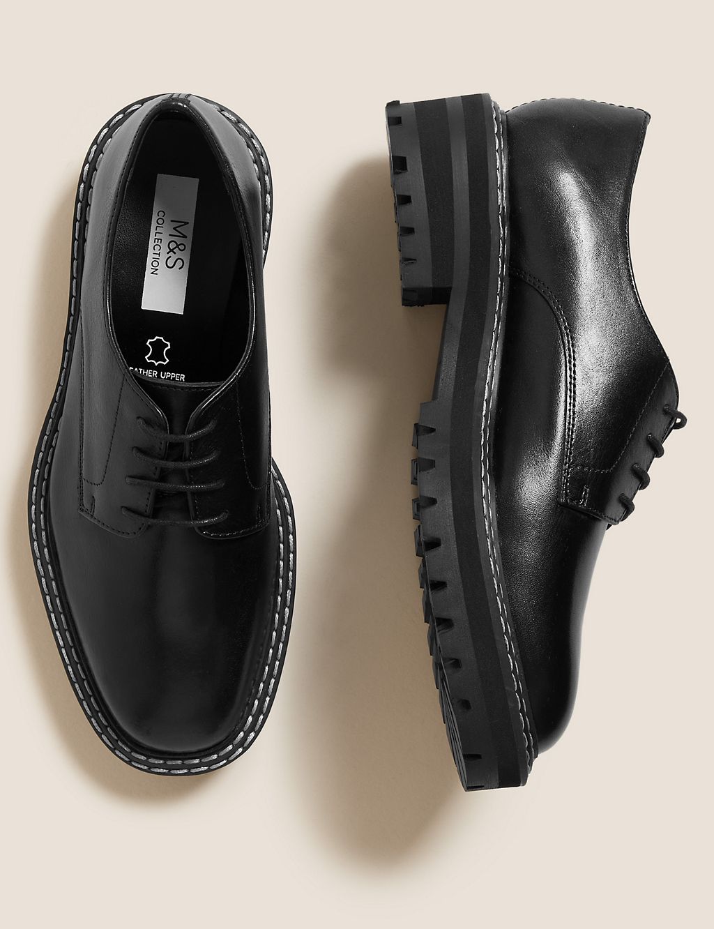 Leather Lace Up Flatform Loafers 3 of 6