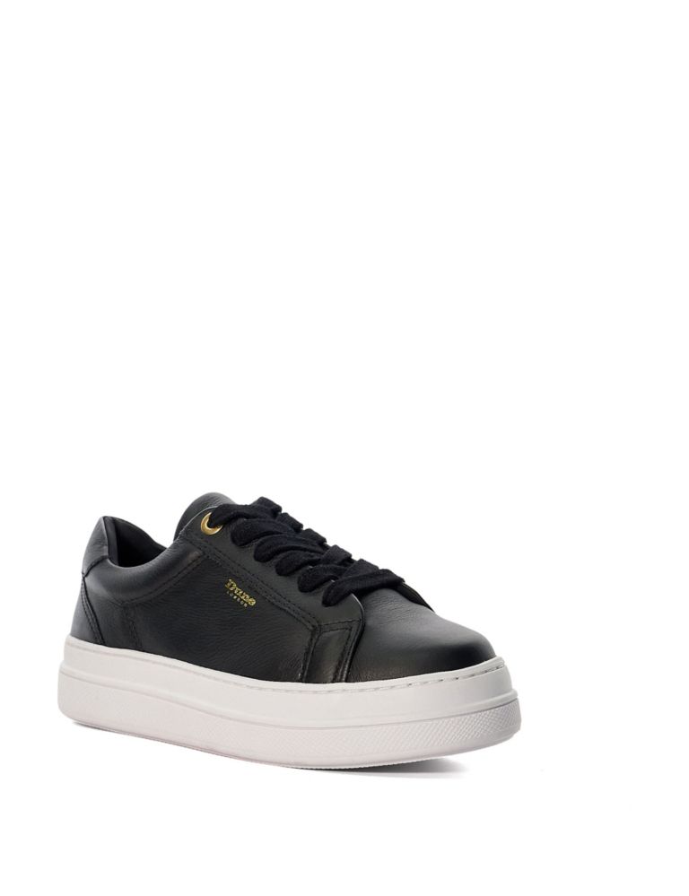Leather Lace Up Flatform Trainers 2 of 5