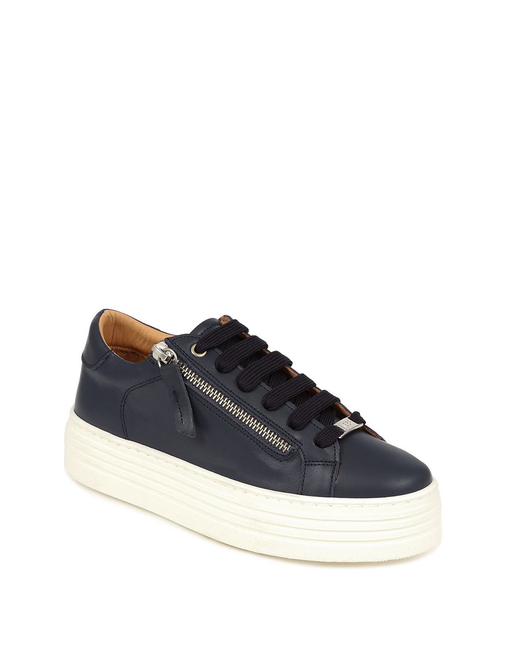 Leather Lace Up Flatform Trainers 6 of 7
