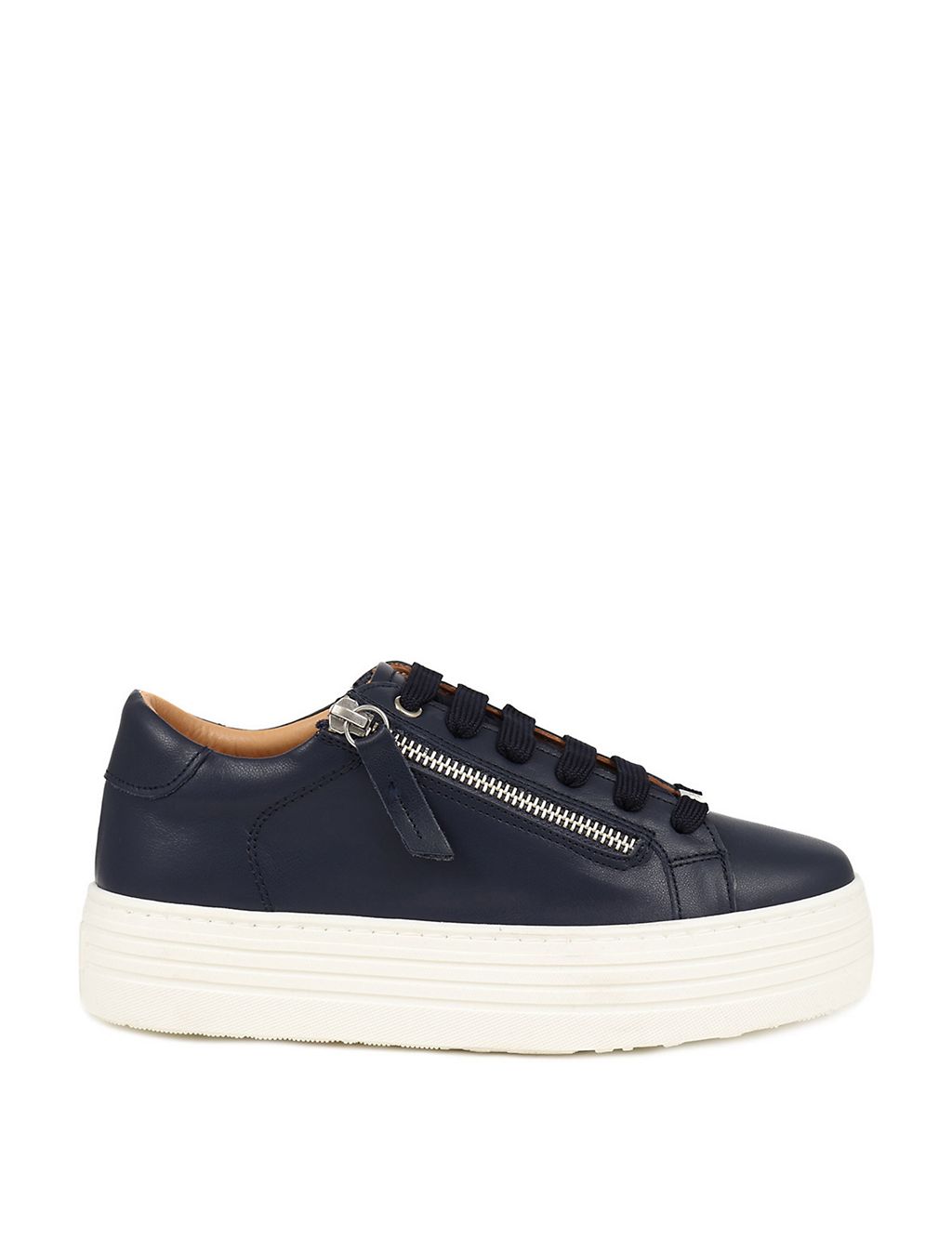 Leather Lace Up Flatform Trainers 1 of 7