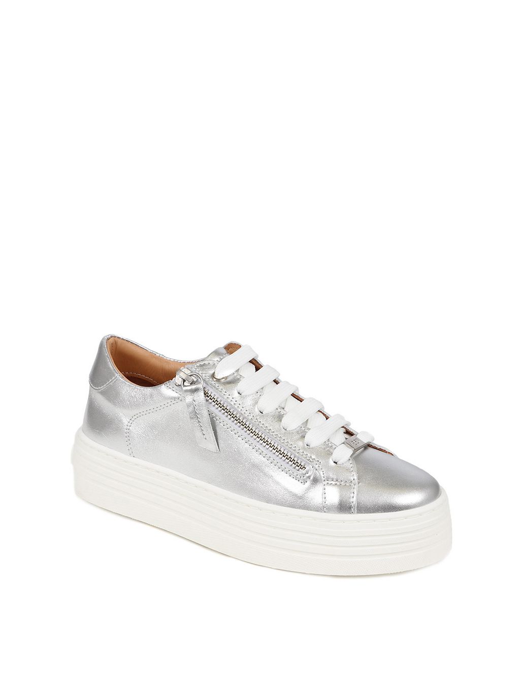 Leather Lace Up Flatform Trainers 6 of 7