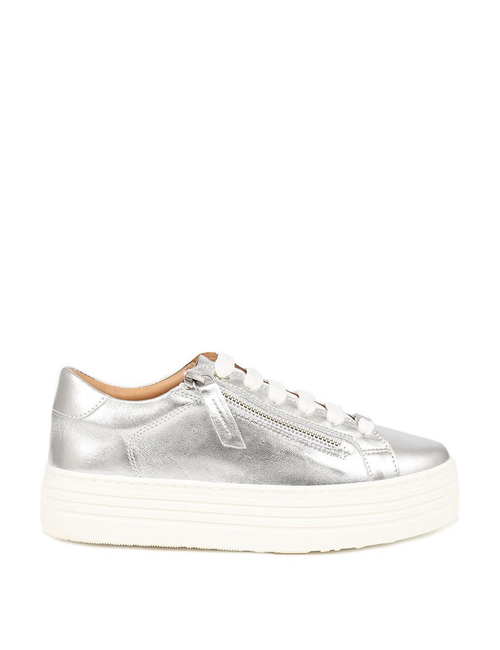 Leather Lace Up Flatform Trainers 1 of 7
