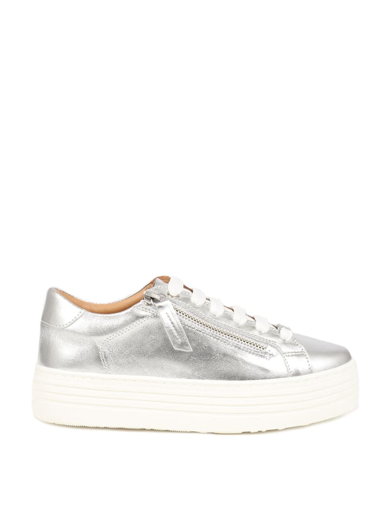 Leather Lace Up Flatform Trainers 3 of 7