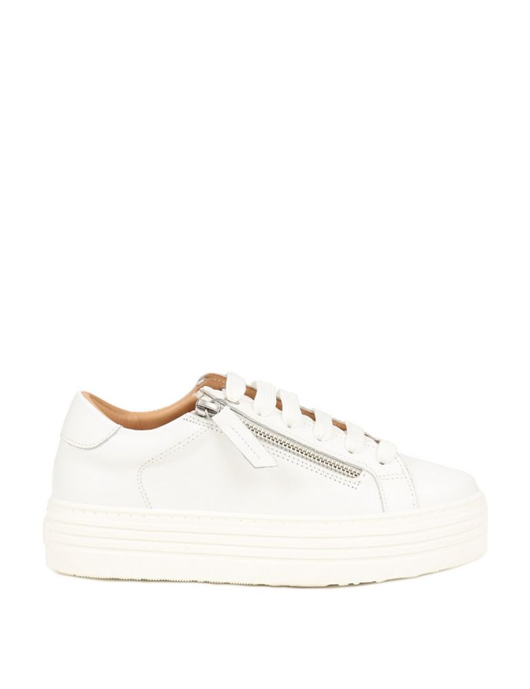 Leather Lace Up Flatform Trainers 3 of 8