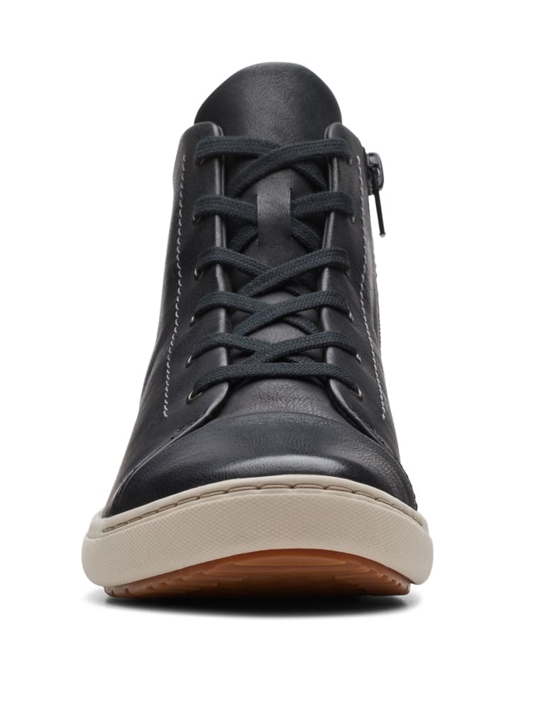 Leather Lace Up High Top Trainers