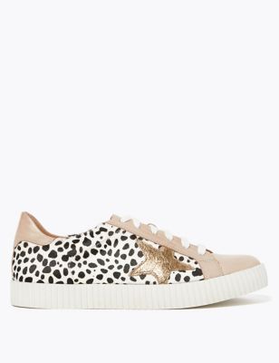 leopard print leather trainers
