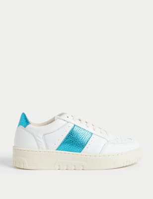 Metallic leather hot sale trainers