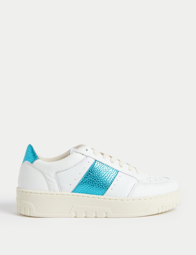 M&s leather lace up trainers on sale