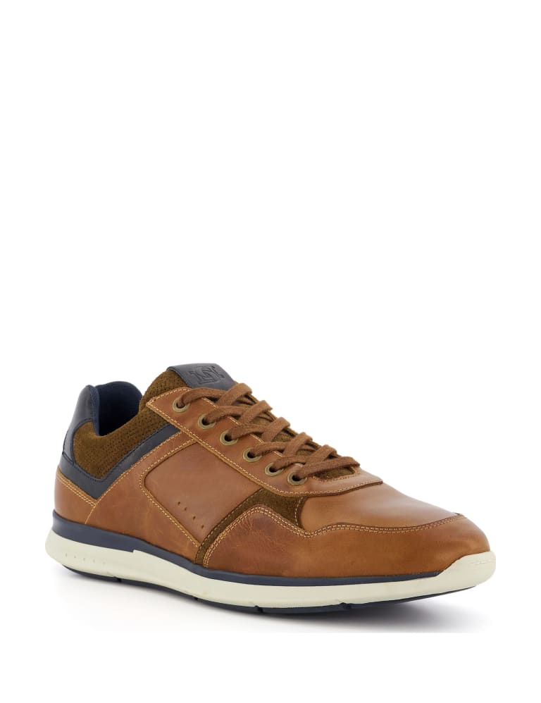 Leather Lace Up Panel Trainers