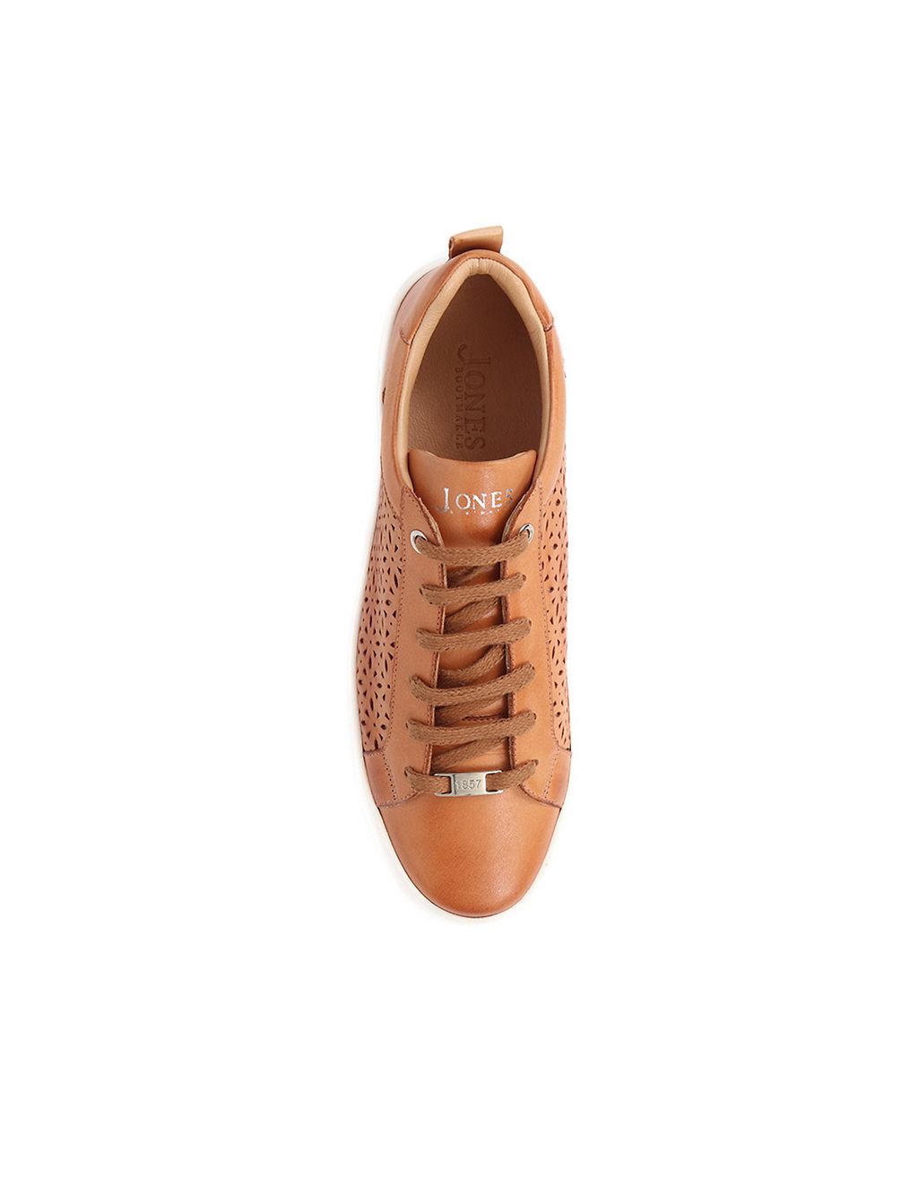 Leather Lace Up Perforated Flatform Trainers 7 of 7