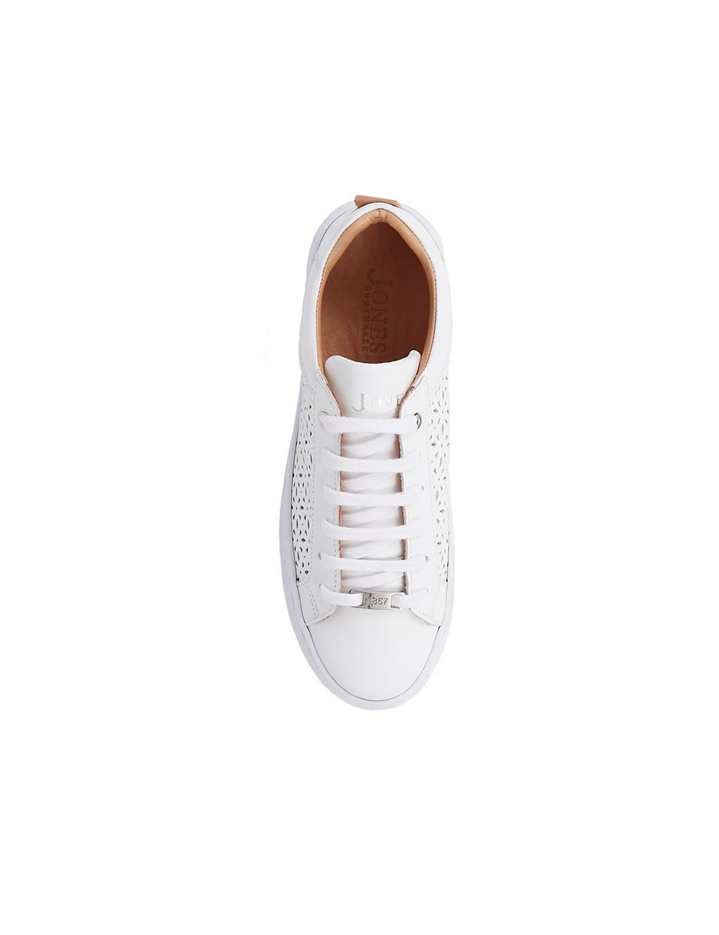 Leather Lace Up Perforated Flatform Trainers 7 of 7