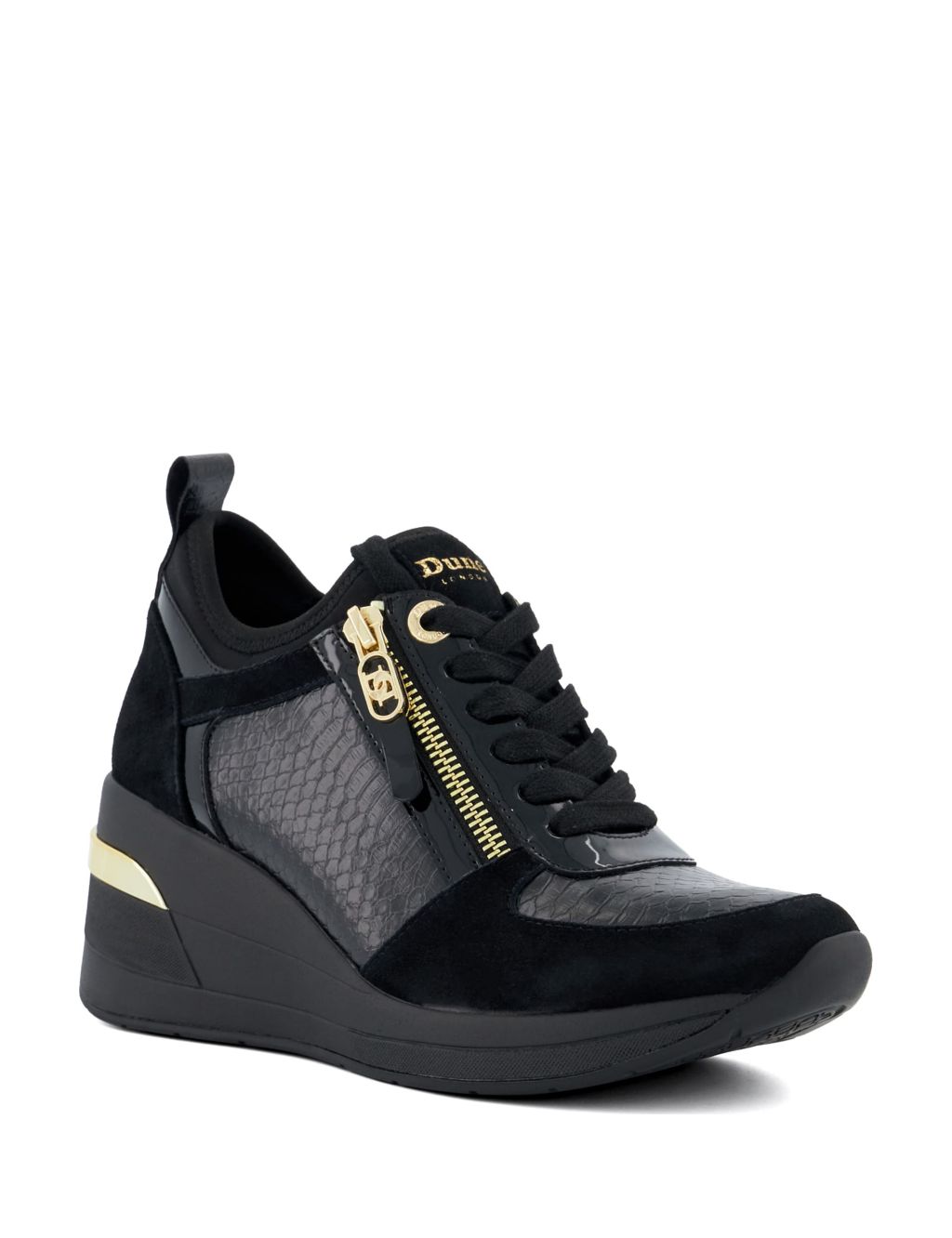 Leather Lace Up Side Detail Wedge Trainers | Dune London | M&S