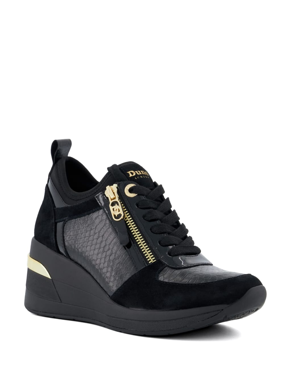 Leather Lace Up Side Detail Wedge Trainers 1 of 4