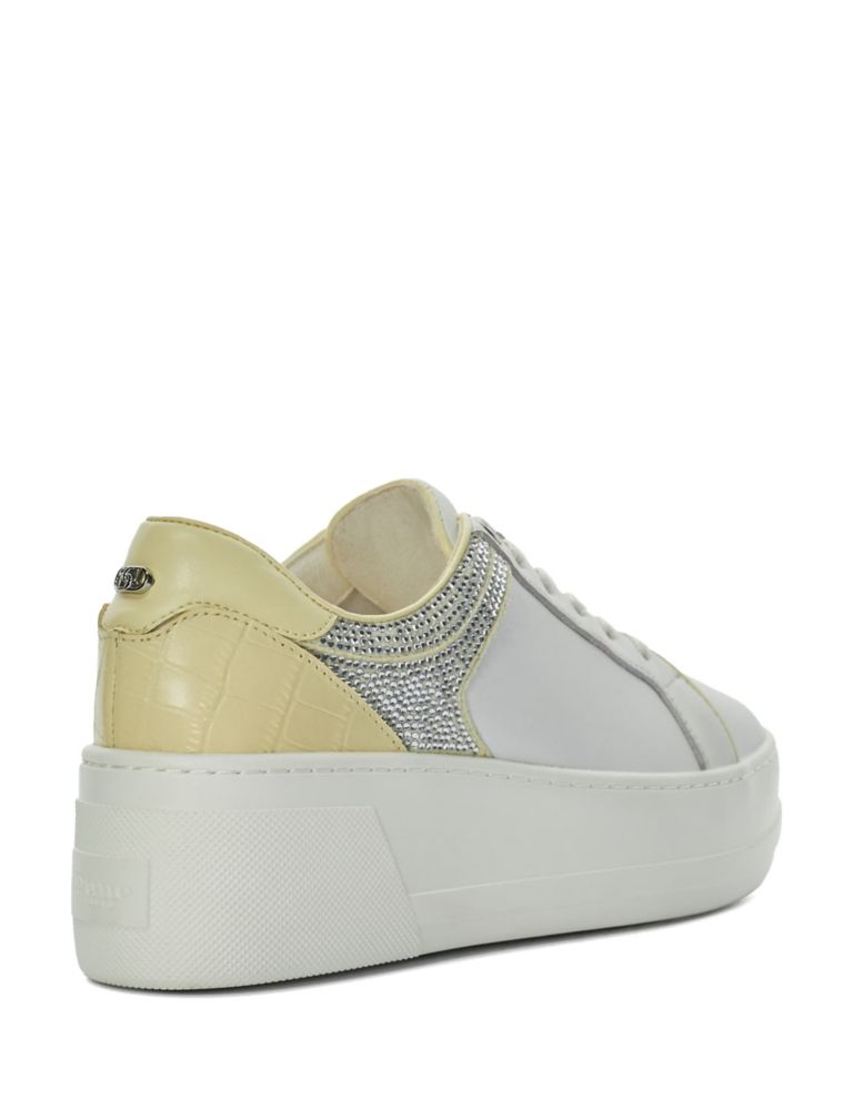 Leather Lace Up Sparkle Flatform Trainers 3 of 5