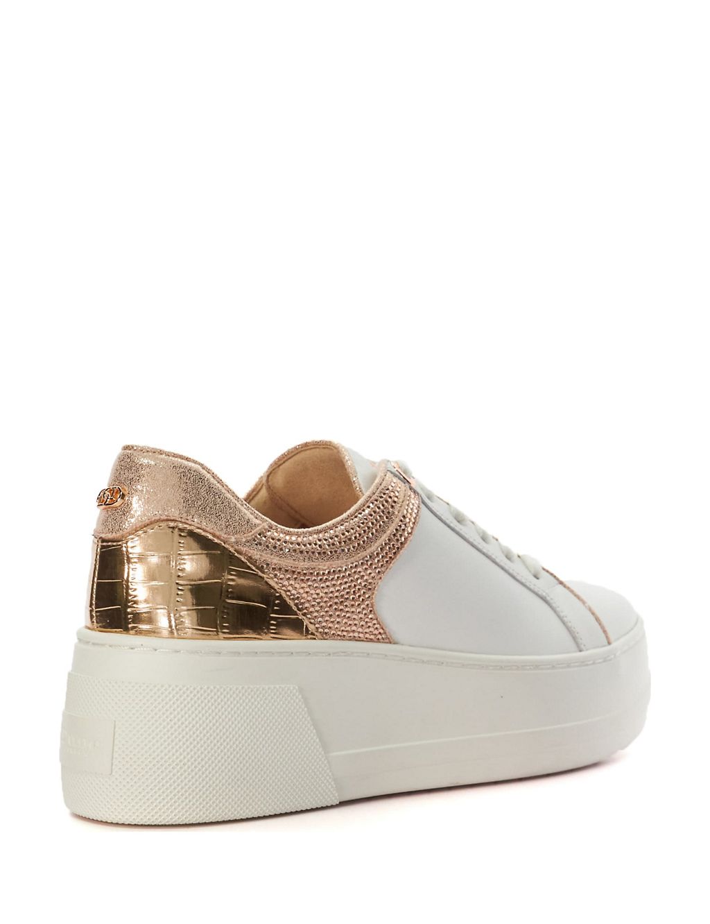 Leather Lace Up Sparkle Flatform Trainers 2 of 5
