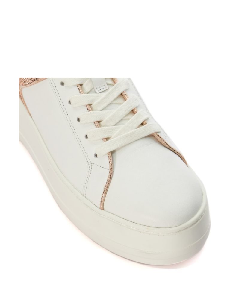 Leather Lace Up Sparkle Flatform Trainers 5 of 5