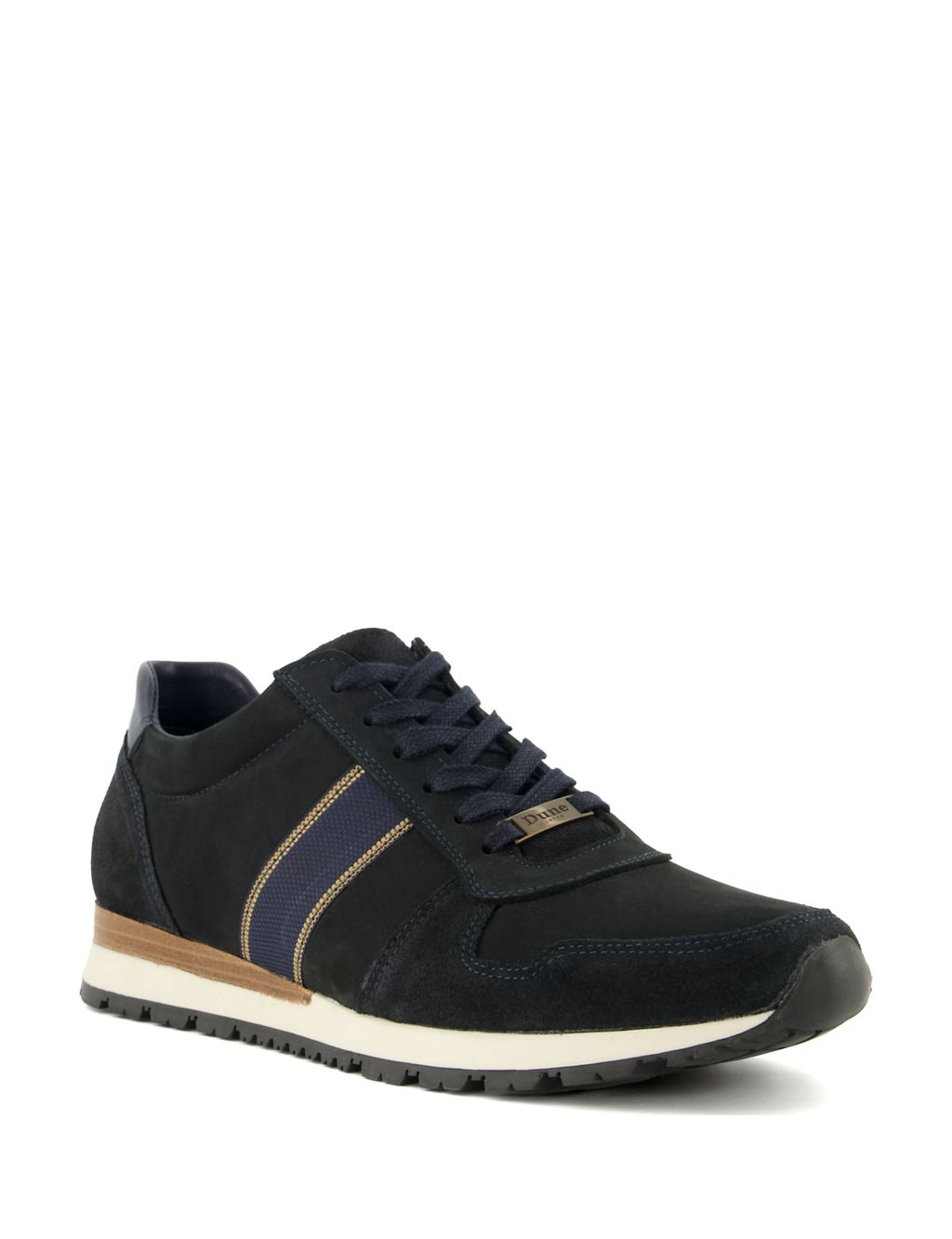 Leather Lace Up Stripe Trainers 1 of 3
