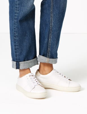 M&s leather lace deals up trainers