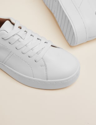 m&s white leather trainers