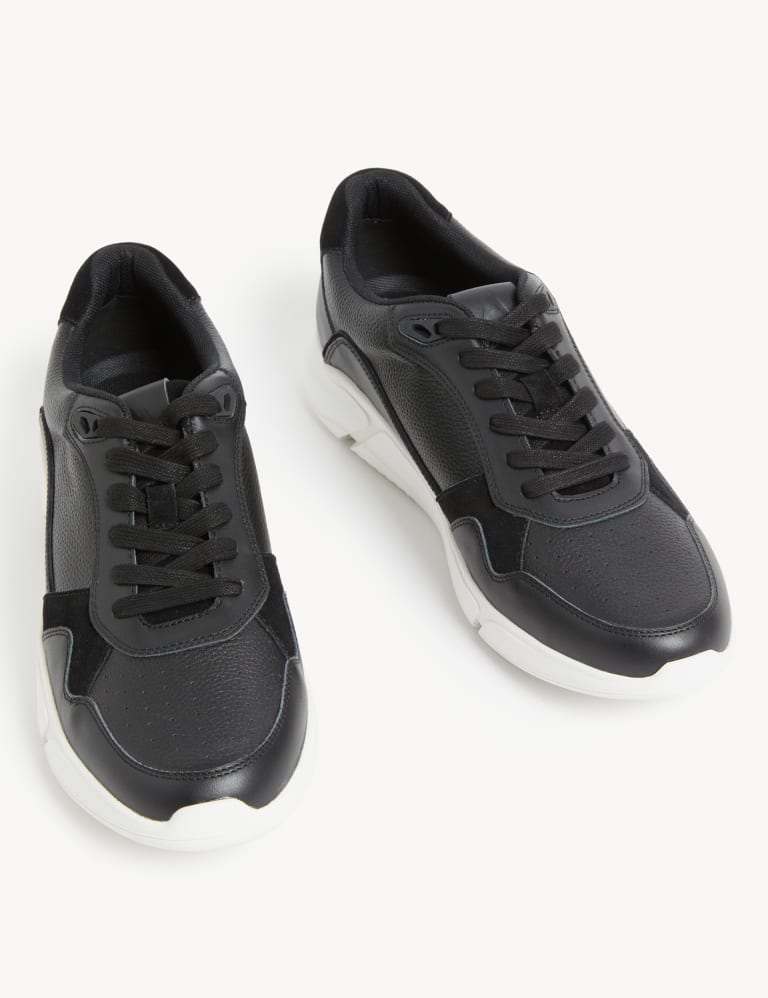 M&s leather lace up trainers on sale