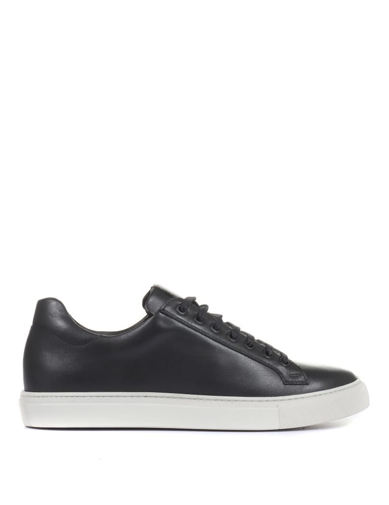 Mens grey outlet leather trainers
