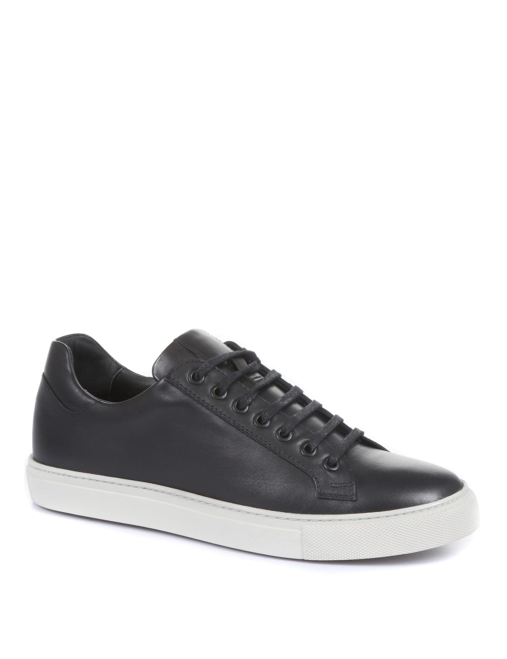 Black leather trainers white sole 2025