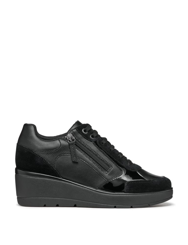 Geox black leather trainers best sale